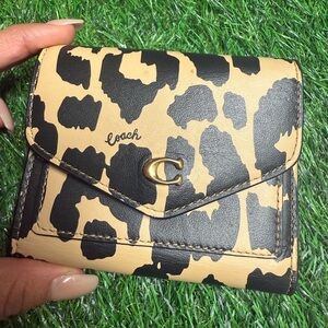 Coach Tan and Black Animal Print Wallet